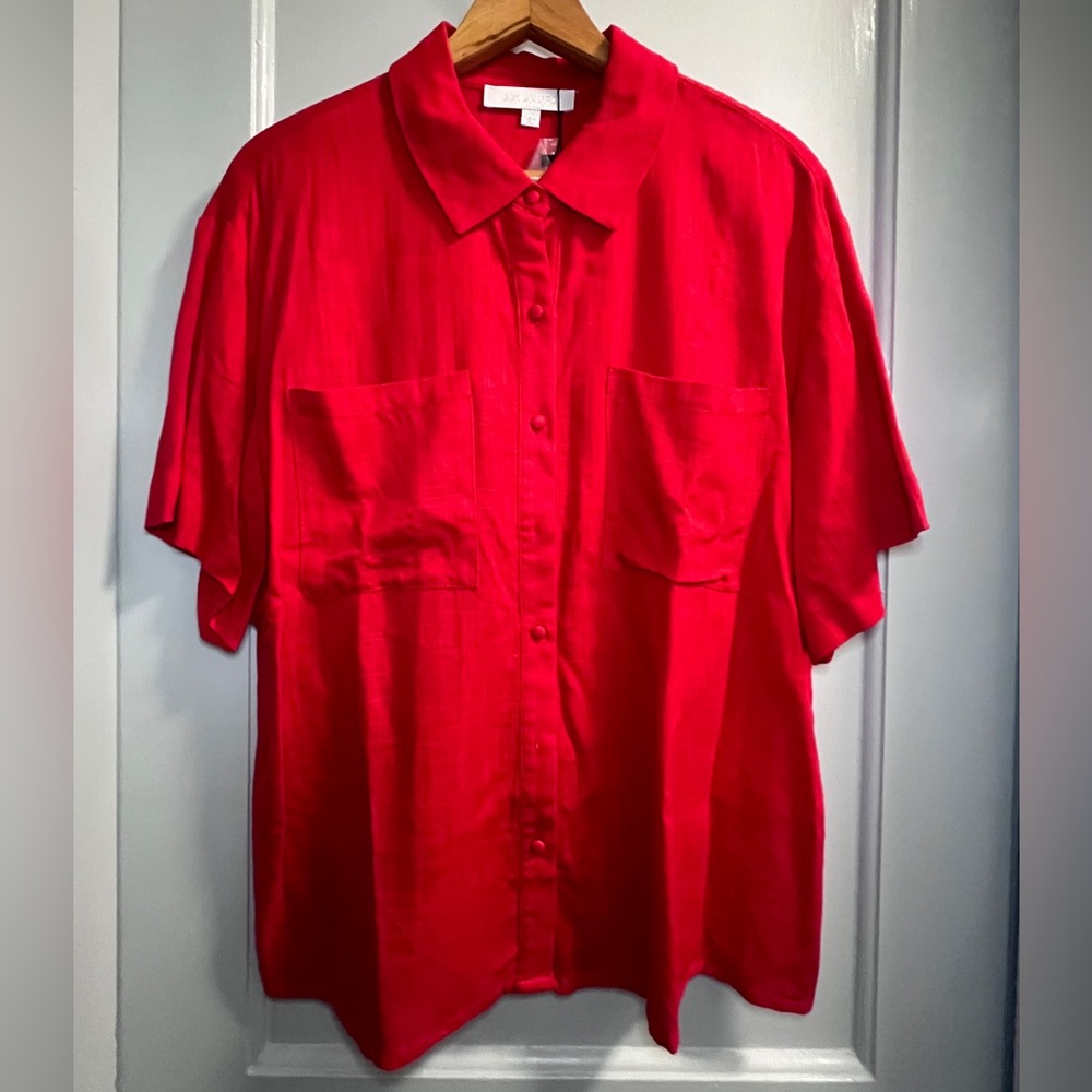 NWT Sugarlips Sandy Shore Otto Shirt | Bright Red | Size S | $48 Retail